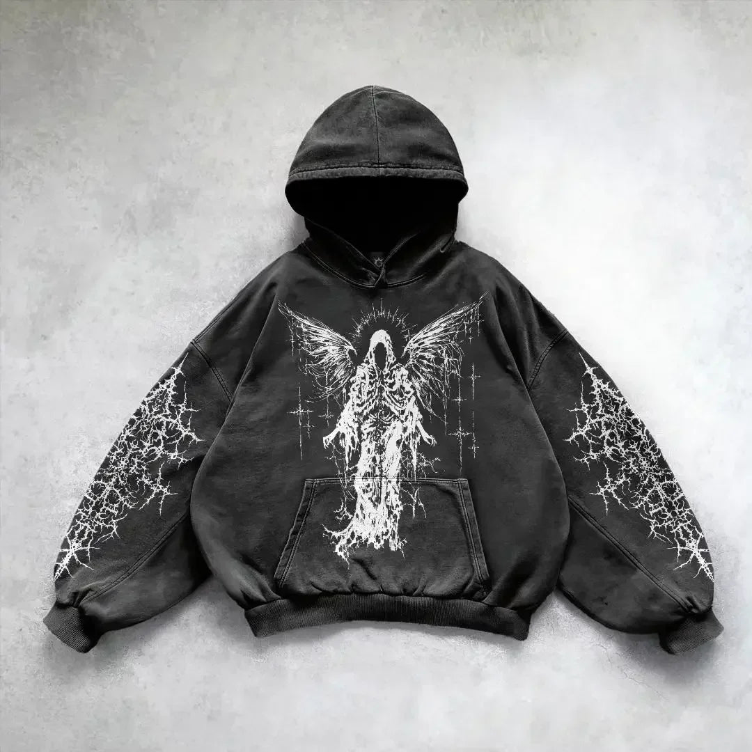 Harajuku gothic goddess print hoodies women goth 2025 hot sell hoodie y2k tops oversized sweatshirt black streetwear clothes