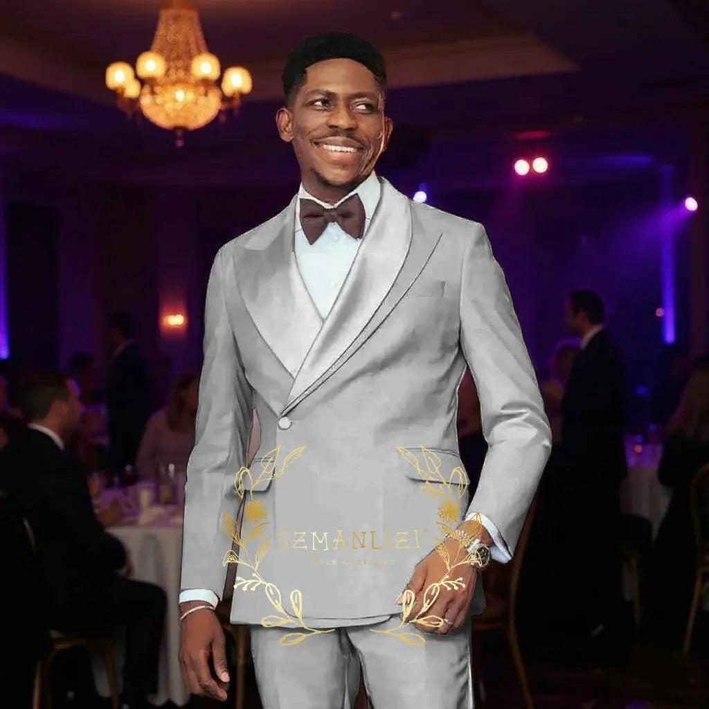 Beige Men's Wedding Suits Unique Collar Male Formal Groom Tuxedo Slim Fit Suit Outfits Elegant 2 Pieces Custom Made Male Suit