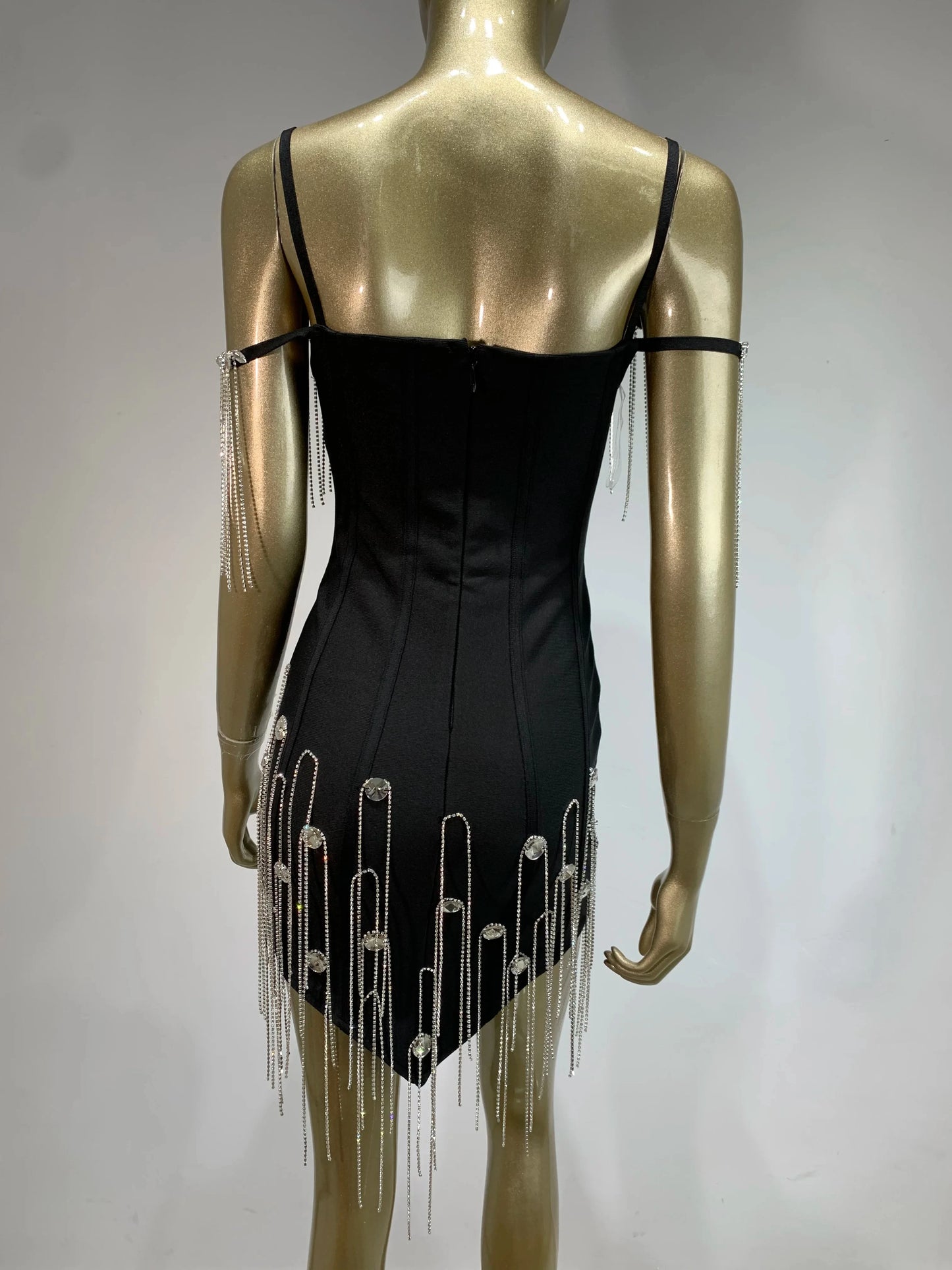 Women Celebrity Sexy Beading Crystal Black White Mini Bodycon Bandage Dress 2024 Knitted Elegant Evening Club Party Outfit