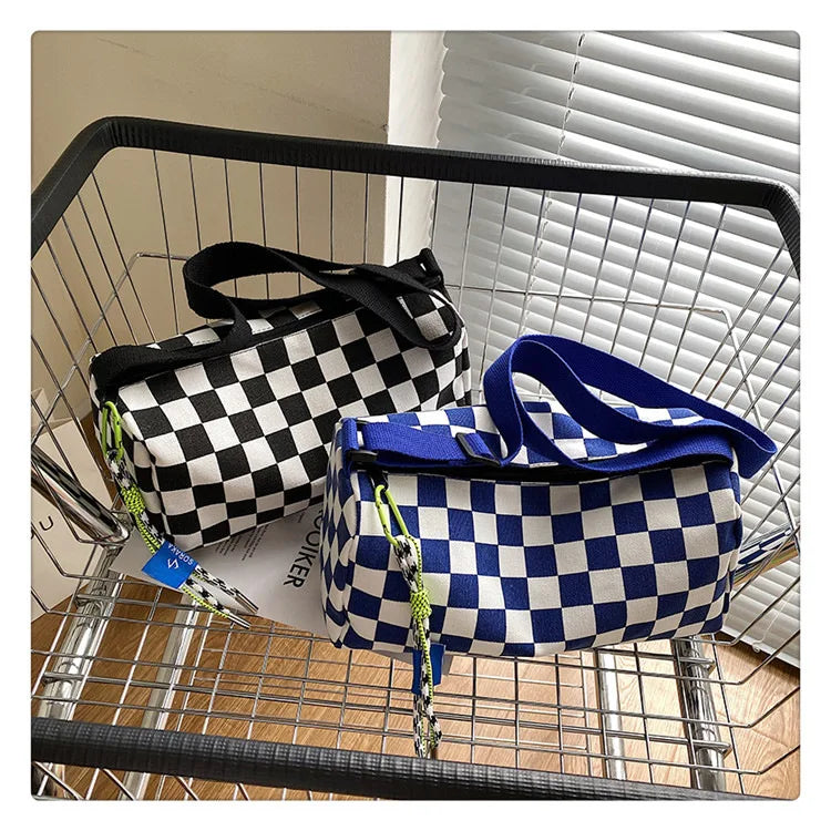 Plaid Shoulder Bag for Women Handbag CrossBorder Canvas Leisure  Fashion Bag Ladies Embroidered Han Female Pocket Purse
