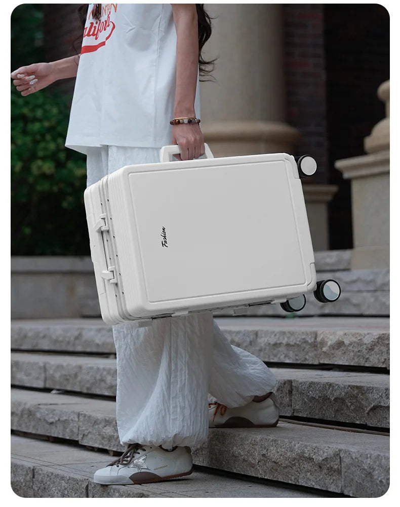 Wide Tie Rod Luggage Aluminum Frame with Durable PC Trolley Case 30 inch Multifunctional Suitcase with Large Capacity