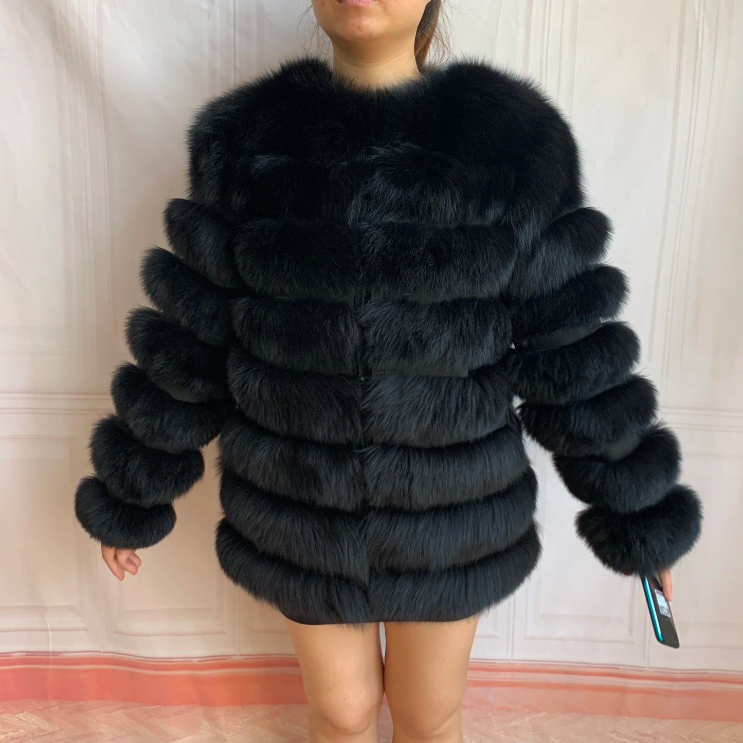 NEW Style Length Sleeves 4in1 Real Fur Coats Women Natural Real Fur Jackets Vest Winter Outerwear Women Fox Fur Coat Quality Fur