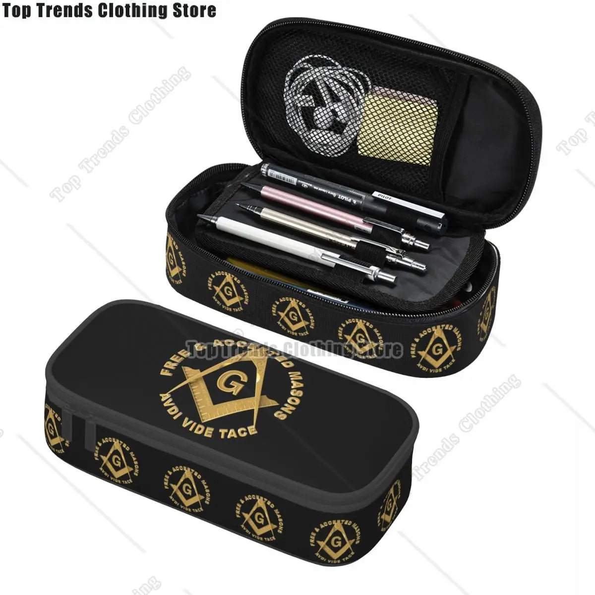 Kawaii Masons Masonic Freemason Pencil Cases for Girl Boy Big Capacity Mason Freemasonry Pencil Pouch Stationery