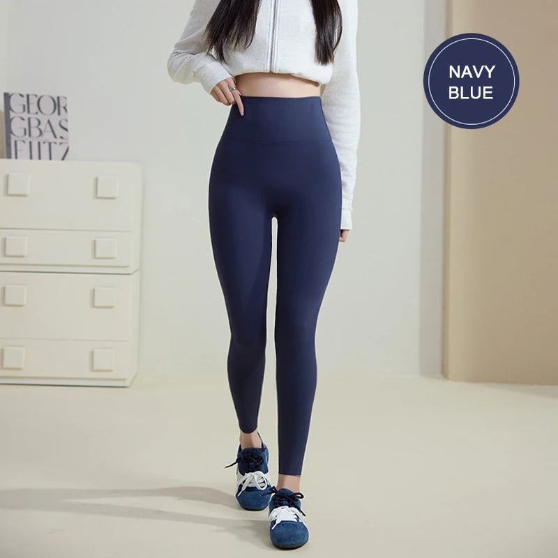 BIVIGAOS Spring Summer Back Pocket Nude Feel Sharkskin Leggings Women Fish Bone High Waist Push Up Sport Fitness Running Legging