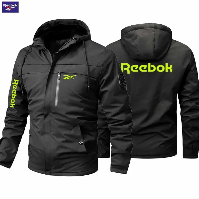 Reebok brand men's lightweight hooded jacket, an outdoor windproof and water-resistant jacket, specially designed for mountain c