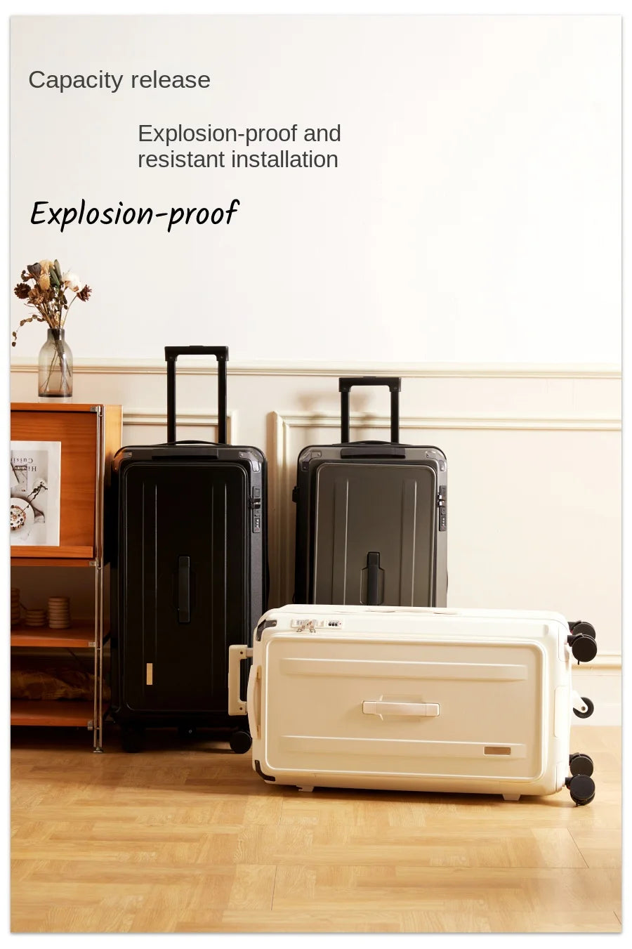 Side-Opening Suitcase 28 inch Large Capacity Expandable Luggage 24/26 Thickened Trolley Case 20 inch Boarding Box with 5 Wheels