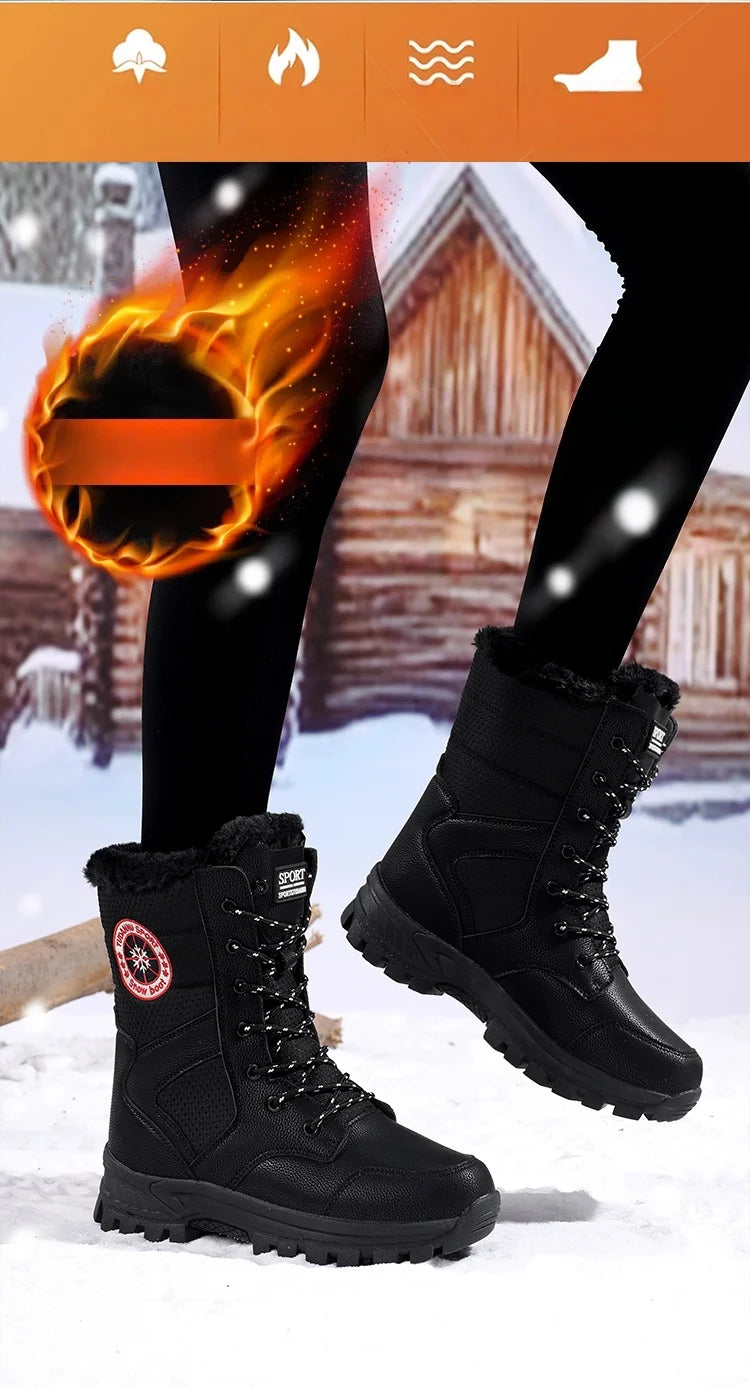 2025 new winter warm plush lined snow boots women's outdoor waterproof and non-slip plush cotton boots comfortable platform shoe