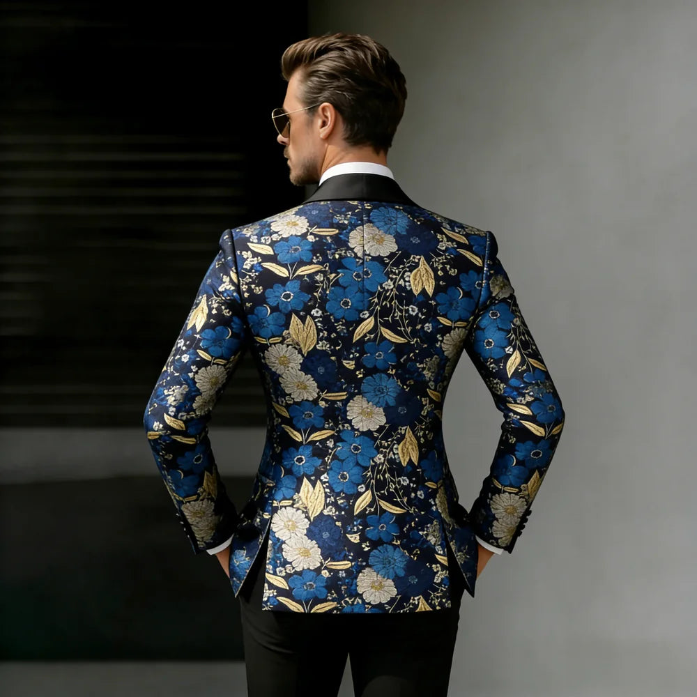 Latest Designs Printed Floral Mens Suits For Wedding Shawl Lapel Groom Tuxedos Slim Fit Terno Masculino Prom Party 3 Pieces Set
