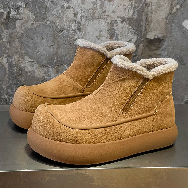 European  American High-end New Frosted Big Toe Thick Soled Snow Boots Youth Warm Plush Boots Retro Casual Lazy Boots