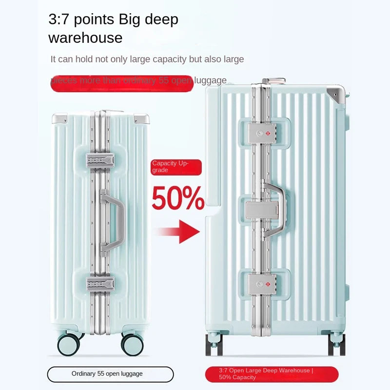 Front Opening Suitcase 20 inch Boarding Box Trolley Case 28/30 inch Luggage Large Capacity Aluminium Frame Suitcase Password Box