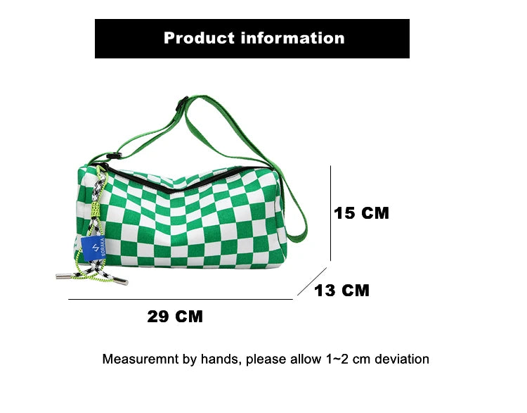 Plaid Shoulder Bag for Women Handbag CrossBorder Canvas Leisure  Fashion Bag Ladies Embroidered Han Female Pocket Purse