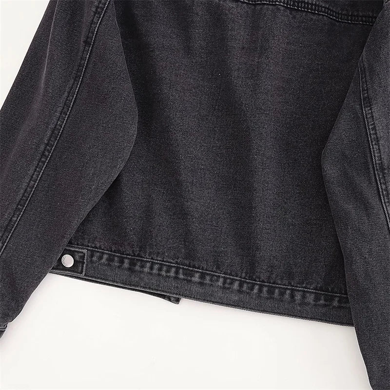 Fashion Women's Black Washed Denim Jackets Spring Autumn Vintage Jeans Coat Oversize Loose Outerwear Lady Casual Tops Overcoat