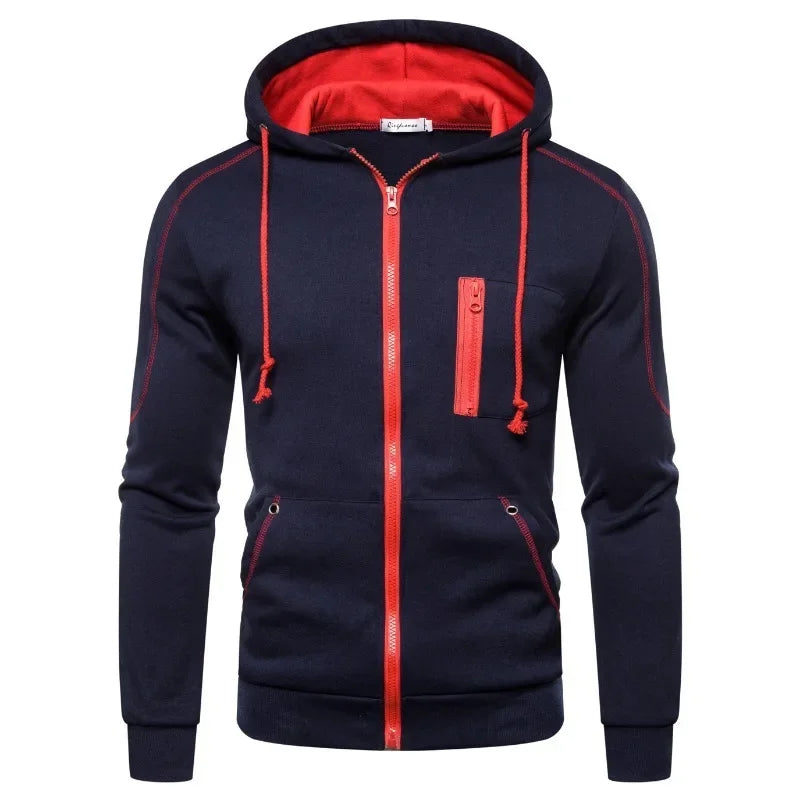 Casual Men Hoodie Sweatshirt 2025 Slim Male Zipper Streetwear Cardigan Hoodies Outerwear Black Sportswear Men Hooded Jacket