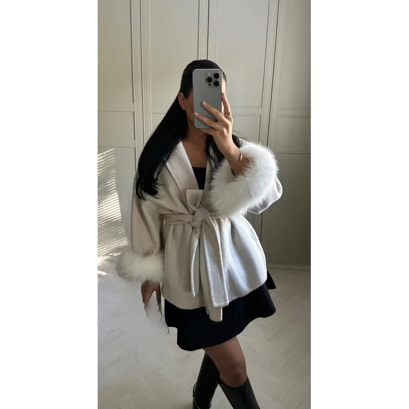 QICHE High‑End Wool‑Blend Women Outerwear Chic Fashion Jacket For European‑Vibe Ladies Autumn‑Winter New Arrival
