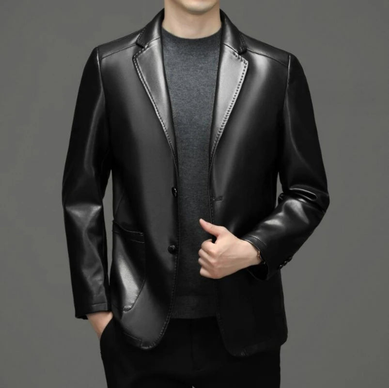 High Quality Genuine Leather Men's Suit Leather Coat Autumn and Winter New Sheep Skin Casual Small Suit Coat Men Leather Jacket