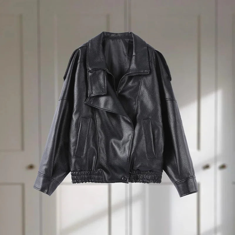 Fashion Leather Women's Jacket Y2k Street Single-breasted High Neck Female Coats 2026 Autumn Black Pu Long Sleeve Lady Jackets