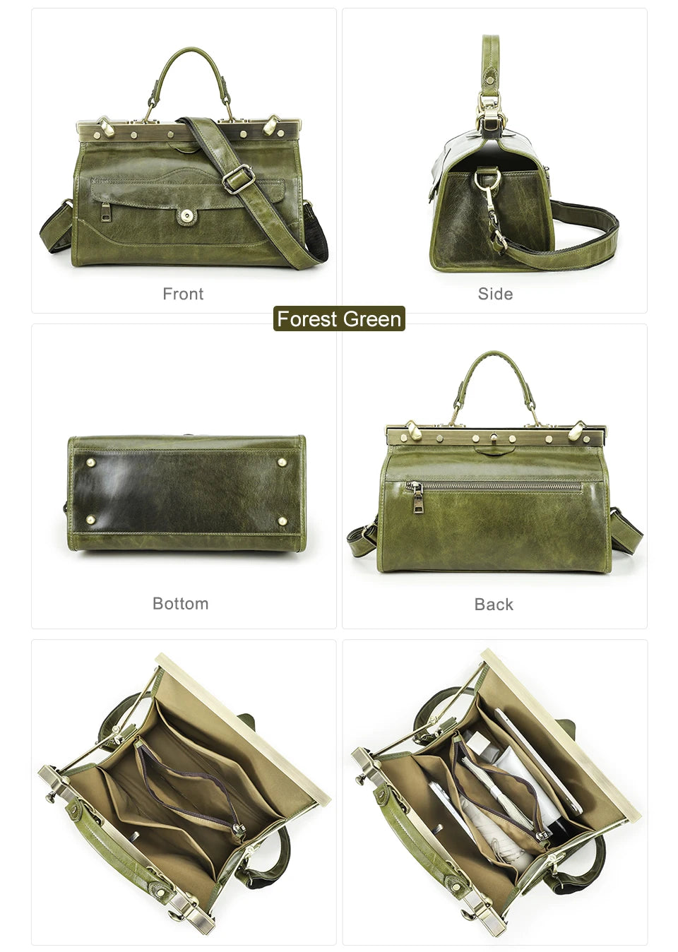 CONTACT'S Genuine Leather Top Handle Bags for Women Sling Shoulder Bags Tote Bag Handbags Metal Frame Female Bags Office Ladies