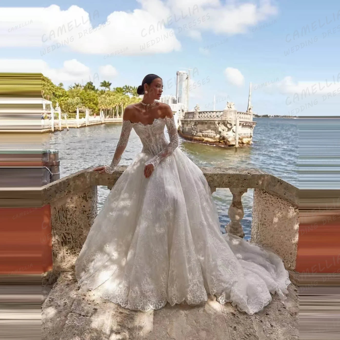 Luxury Wedding Dresses Women's A Line Lace Sweetheart Off Shoulder Long Sleeve Bridal Gowns Vestidos De Novia Customized 2026