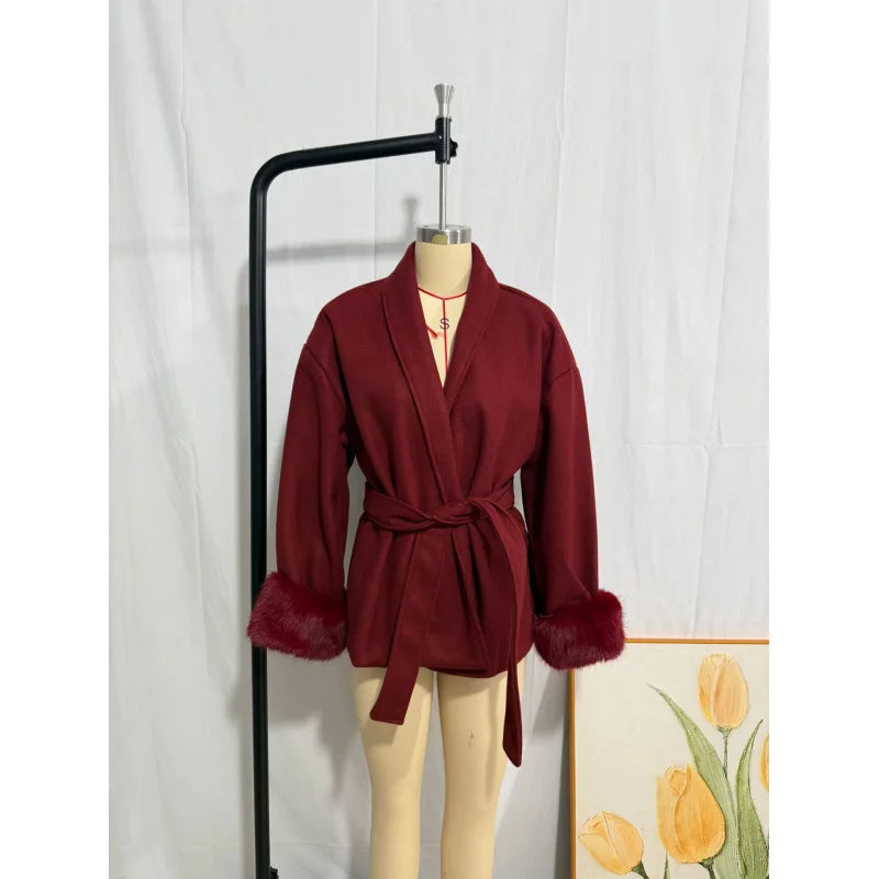 QICHE High‑End Wool‑Blend Women Outerwear Chic Fashion Jacket For European‑Vibe Ladies Autumn‑Winter New Arrival