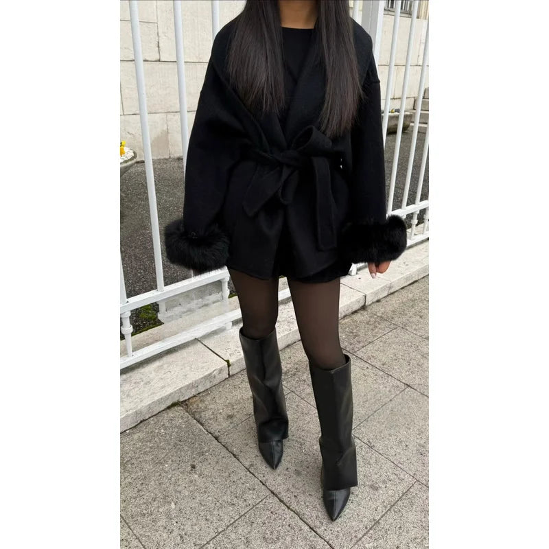 QICHE High‑End Wool‑Blend Women Outerwear Chic Fashion Jacket For European‑Vibe Ladies Autumn‑Winter New Arrival