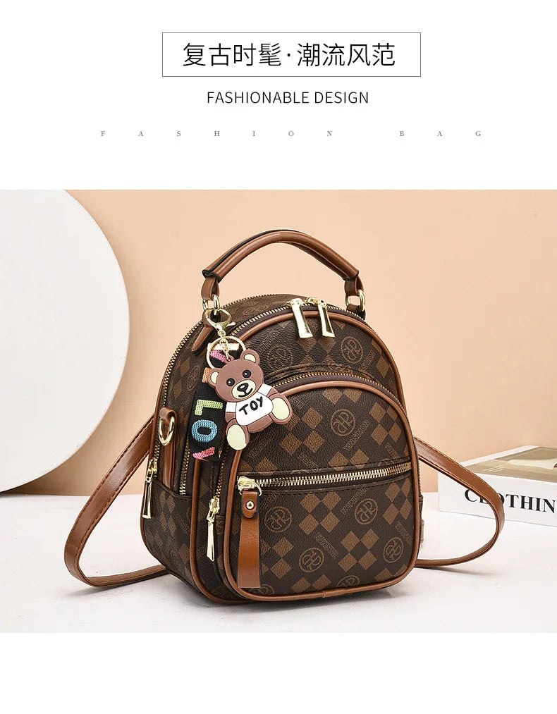 Fashion Trend Women's Backpack High Quality Soft Leather Women School Bag Famous Luxury Designer Female Shoulder Bags Sac A Dos