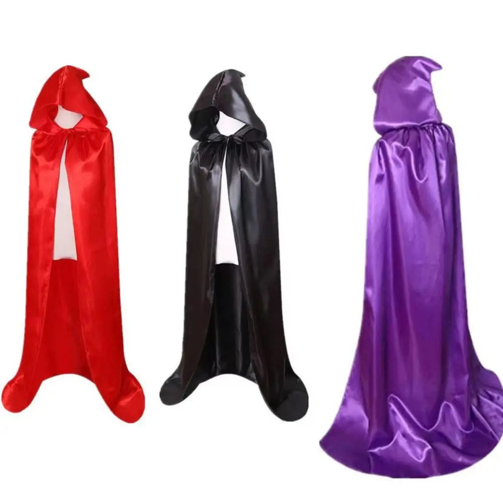 Fashion Solid Color Halloween Cloak with Big Hat Classic Grim Reaper Cloak Dress Up Hooded Cape Witch's Cloak Halloween Party