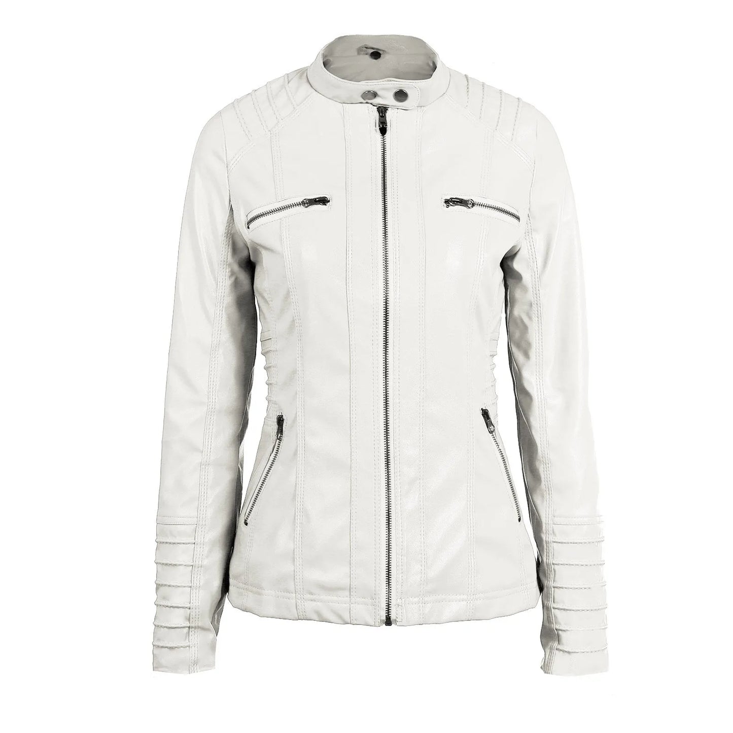 Faux Leather Jacket for Women, Female Winter Coat, Motorcycle Jacket, Faux Suede, PU Zipper Hoodies, Outerwear