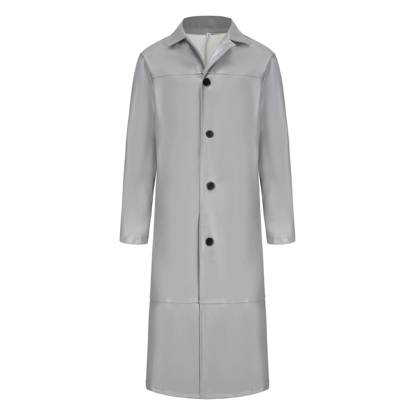 2026 New Men's Long Leather Jackets Goth Punk Button Trench Coat Solid Lapel Collar Long Pu Windbreaker Winter Leather Coats