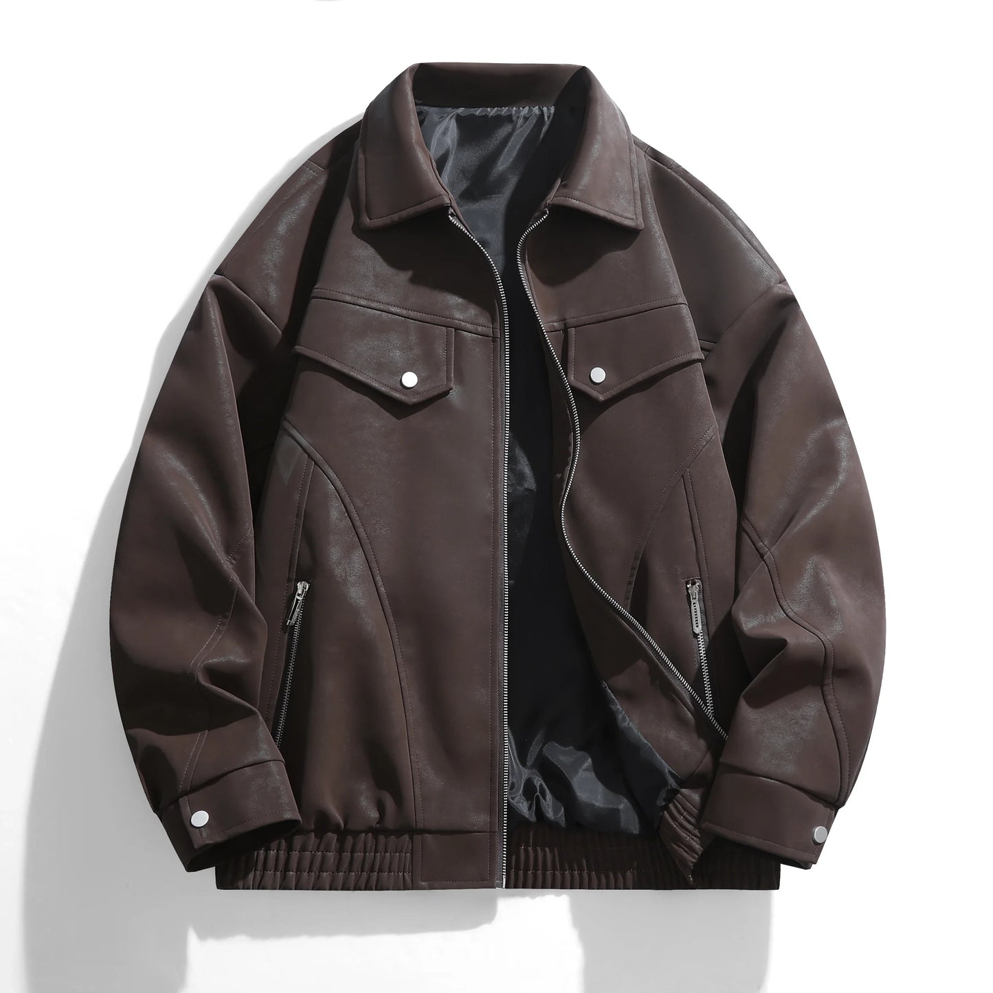 Leather Jacket Autumn Winter Outdoor Comfortable Warm Breathable Men's Jacket Sports Fitness Running Leisure Handsome Imitation