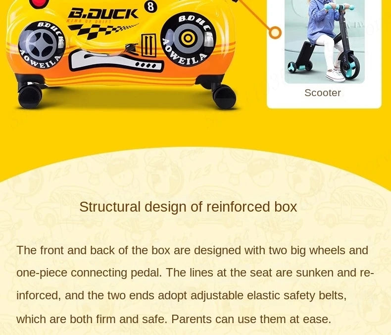 Cute Pony Cartoon Suitcase for Children Can Sit and Ride Carry on Kids Luggage Baby Trolley Case Boarding Cabin 20 Inch