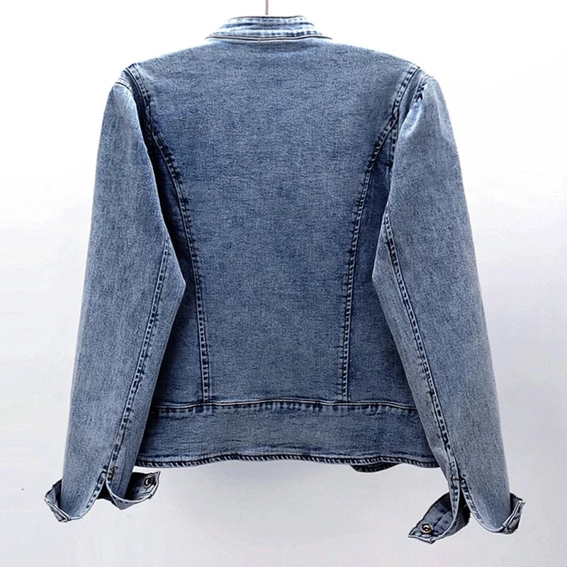 Women 2026 Spring Embroidered  Denim Jacket New Short Jackets Cardigan  Cowboy Coat Basic Jacket  Female Plus Size 3XL