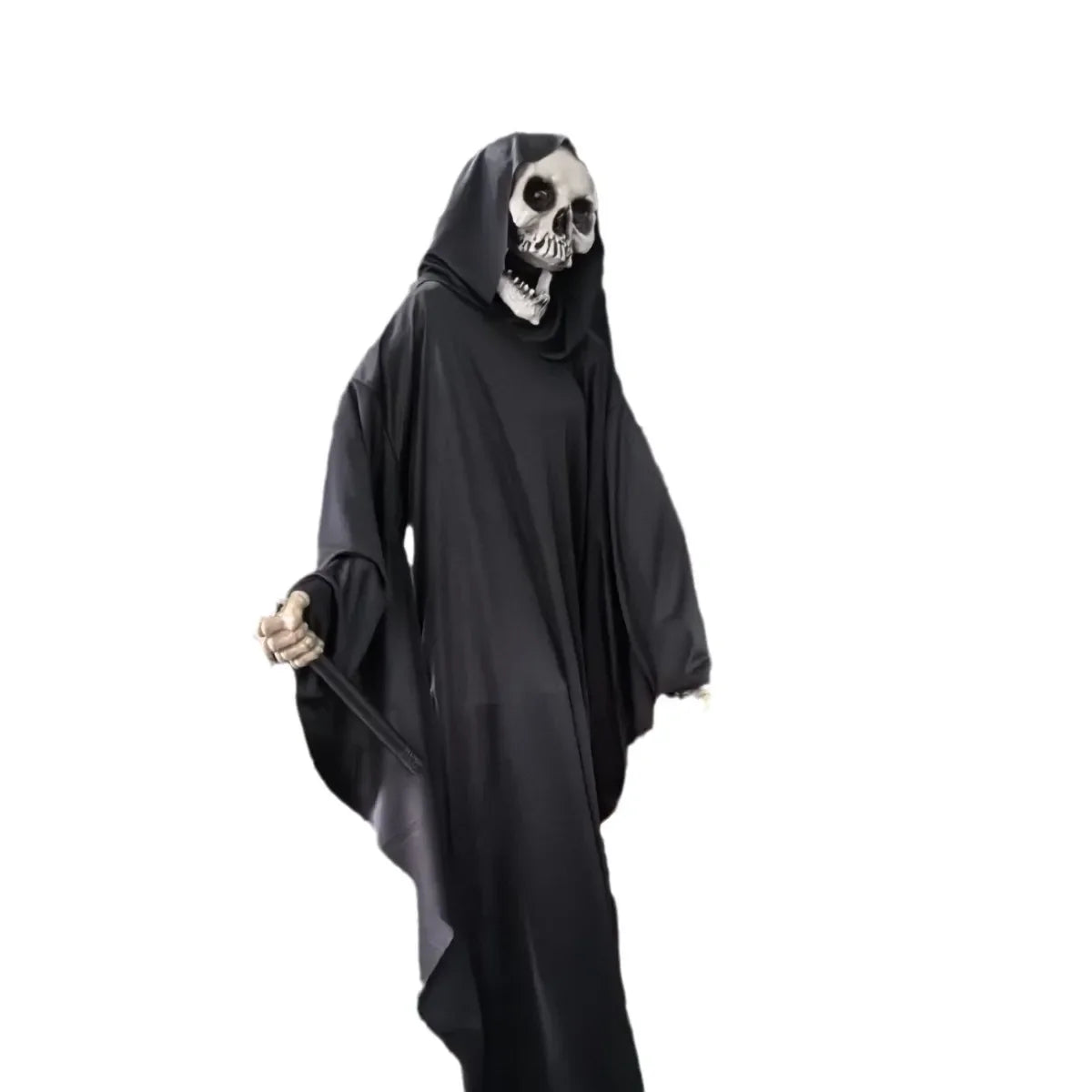 Costume Halloween Cosplay Skeleton Mask Hooded Robe Ghost Cloak Long Shirt For Escape Room Haunted House NPC