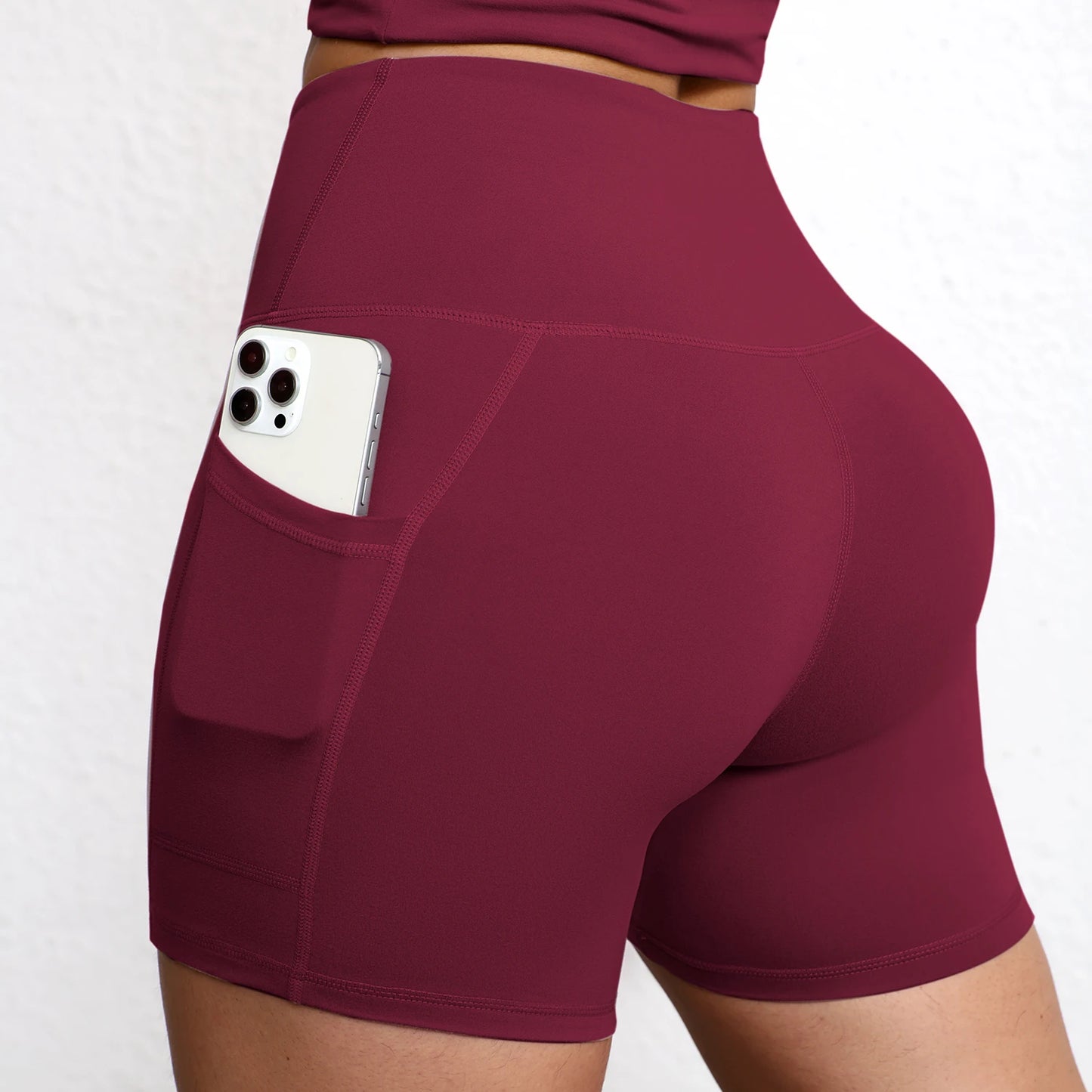 Summer Soft Yoga Shorts With Pocket Buttock Lift Gym Leggings Women High Waist Sports Shorts Women Running Workout Shorts