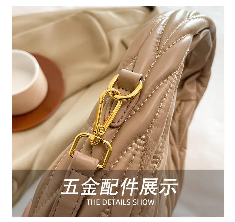 Designer Women Handbags 2025 French Women's Bag Pleated Miu Niche Trendy Handbag Crescent Bag Ins Single Shoulder Crossbody Bag