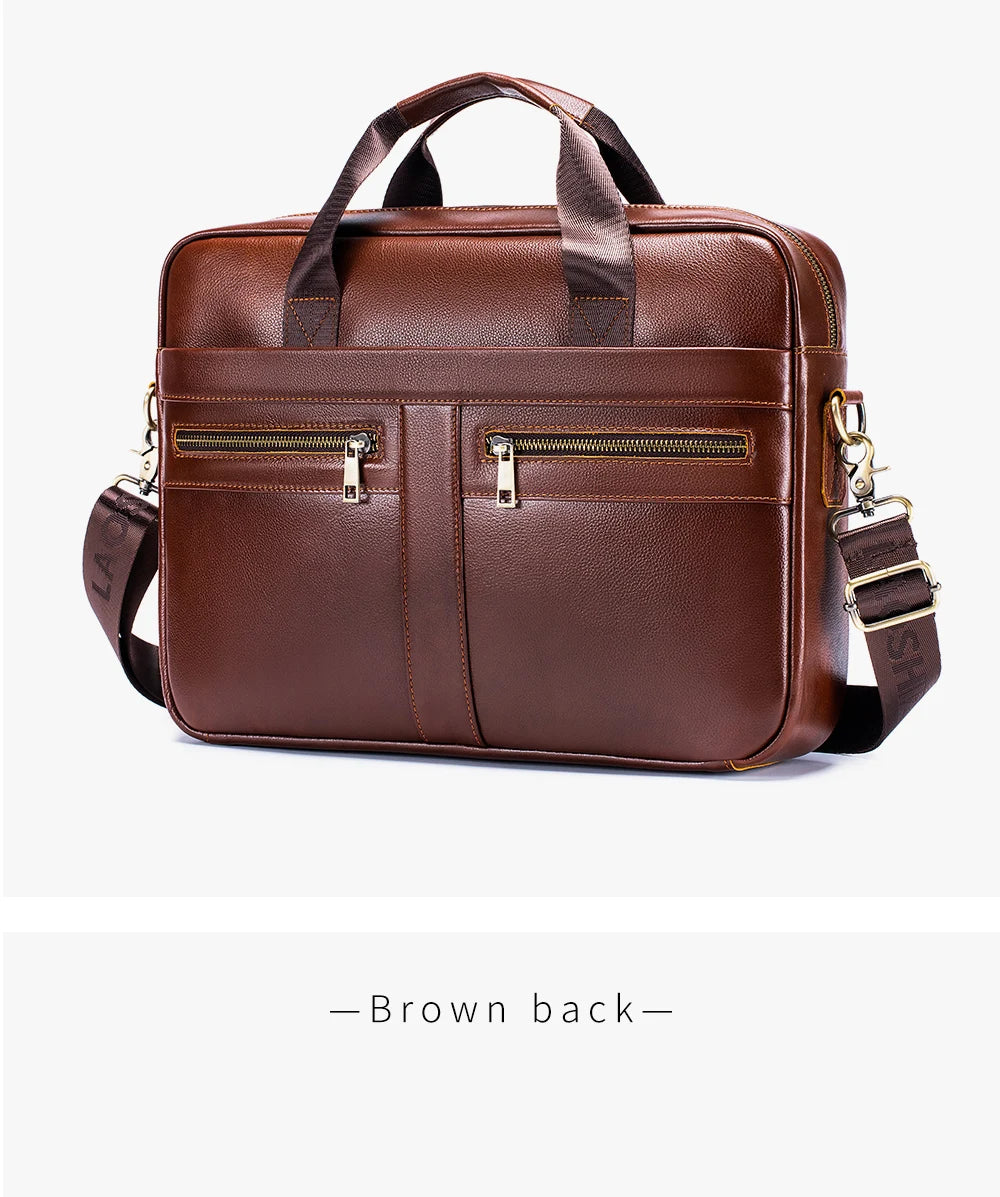 Hot Selling Men's Bags, Leather Handbags, Men's Top Layer Cowhide Briefcase, 15 Inch Computer File Bag