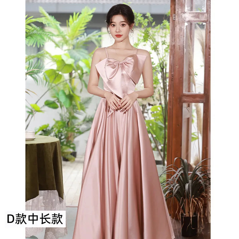 Bridesmaid Dresses Pink 2026 New Spring Wedding Satin High Sense Can Wear Sisters Evening Gown Dress Customized for Women
