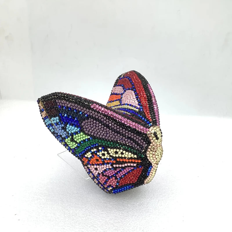 XIYUAN Butterfly Shaped Crystal Evening Bags Women Sparkling Rhinestone Clutch Purse Wedding Party Bridal Handbag Black Diamonds