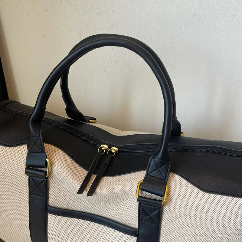 Oversized Travelling Handbags For Women Cotton Fabric Large Capacity Airplane Luggage Bag Simple Fashion Shoulder Crossbody Bags