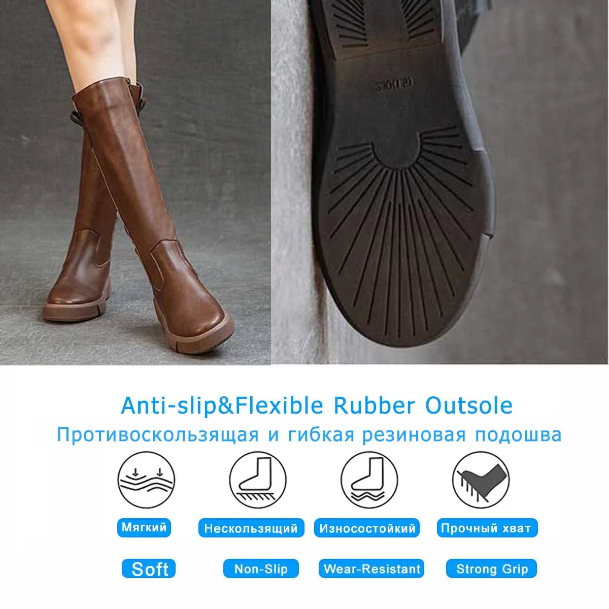 Koznoy 4cm Cow Genuine Leather Microfiber High Top Rubber Knee High Booties Women Chimney Autumn Boots Spring Fashion Shoes