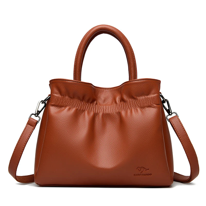 Luxury Soft Leather Shoulder Crossbody Bag for Women Mother 2025 Designer Handbags and Purse Female Small Casual Tote Sac A Main