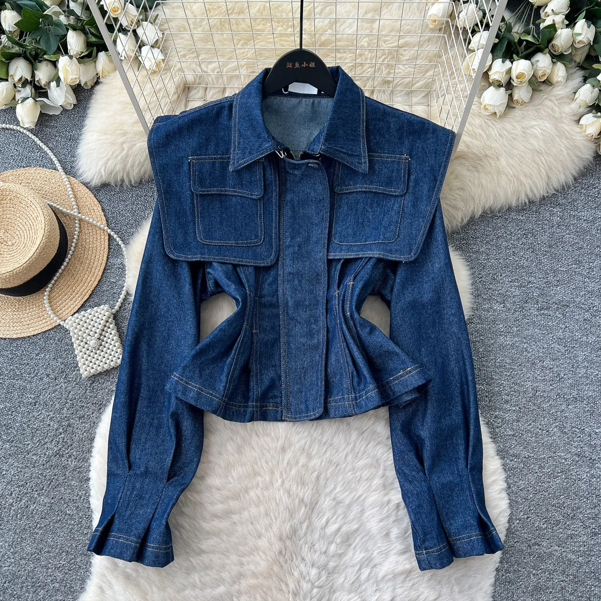 SINGREINY Fashion Senior Denim Jacket New French Classic Lapel Full Sleeves Slim Outwear Women Autumn Chic Elegant Workwear Coat