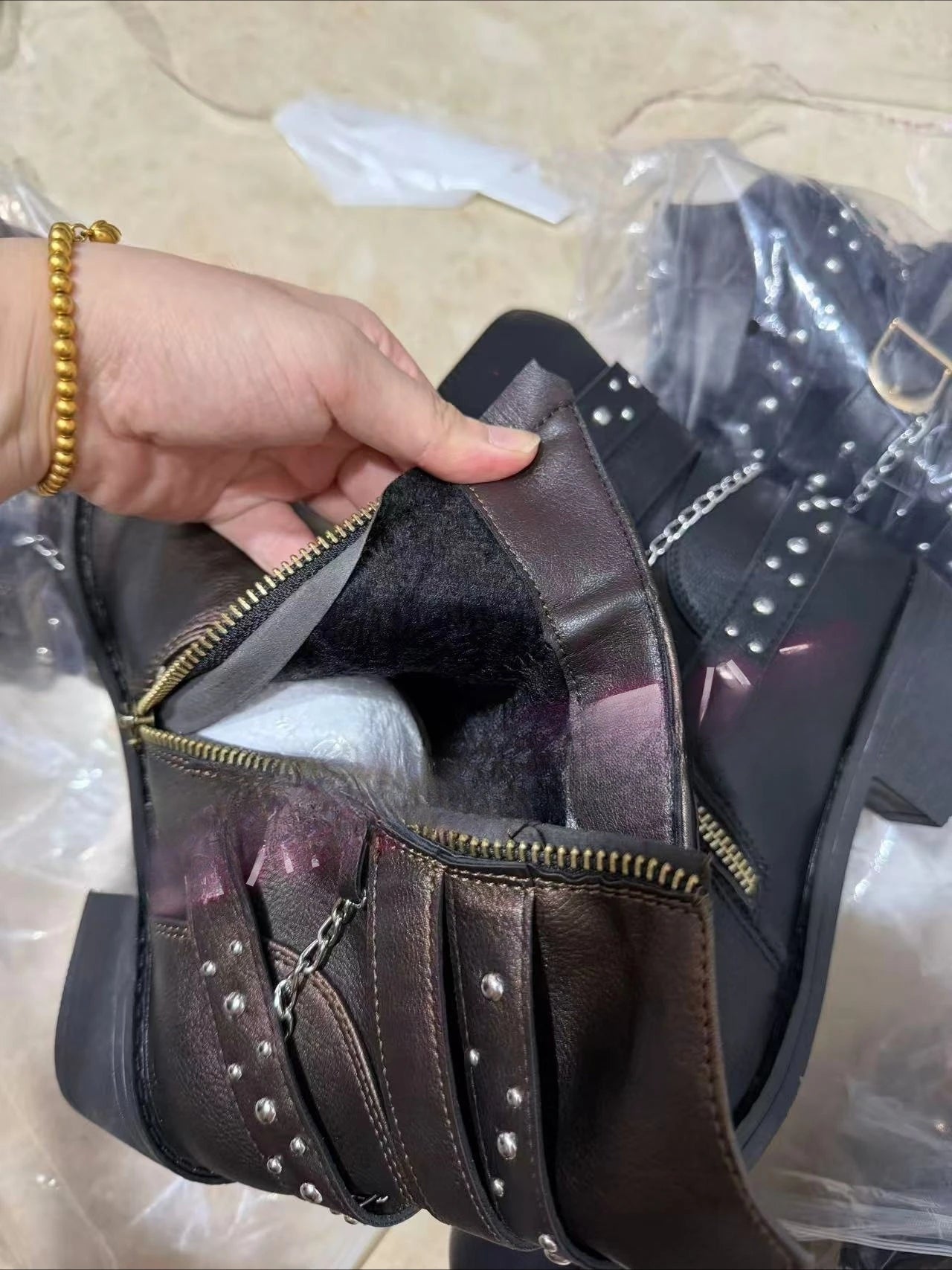 Autumn and Winter Fashion Women's Boots New Platform Casual Leather Plus Size 43 Women's Boots Belt Buckle Boots Botas Femininas