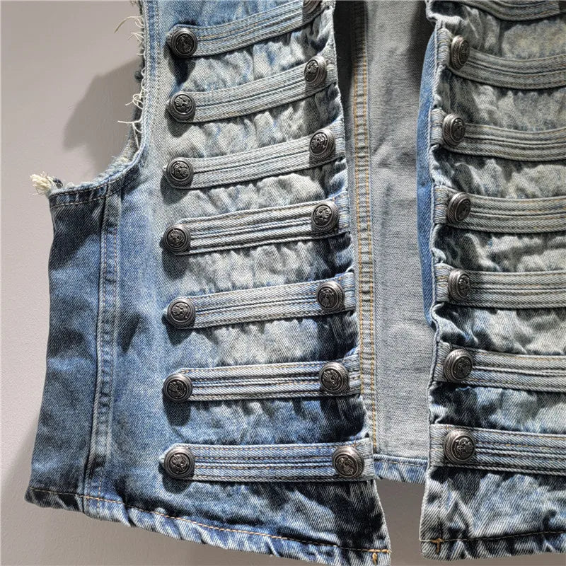 Women Jackets Sleeveless Denim Coat Solid Cardigan Buttons Casual Stand Collar Jacket Streetwear Lady Vintage Coats Summer 2026