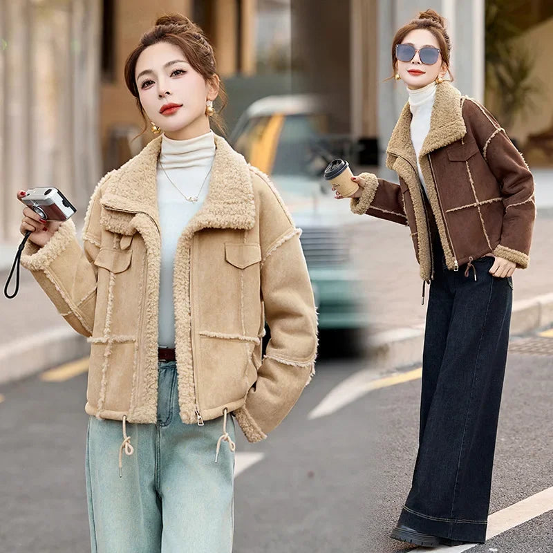 Winter Hot Sale Of The Season Fashionable Trendy Good Looking Leather Fur Integrated Jacket Short Outerwear Women's Clothing No