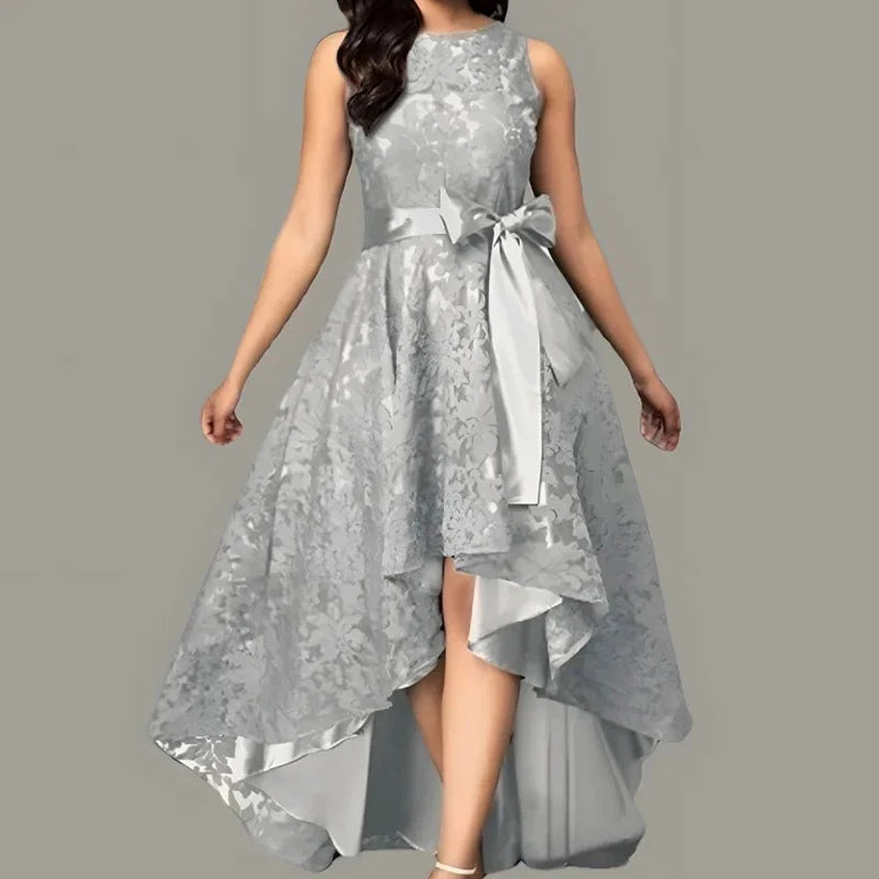 Women's Luxury Wedding Bridesmaid Dresses Elegant Lace Evening Sweet Party Dress Plus Size Slim High Waist Bow Maxi Dresses