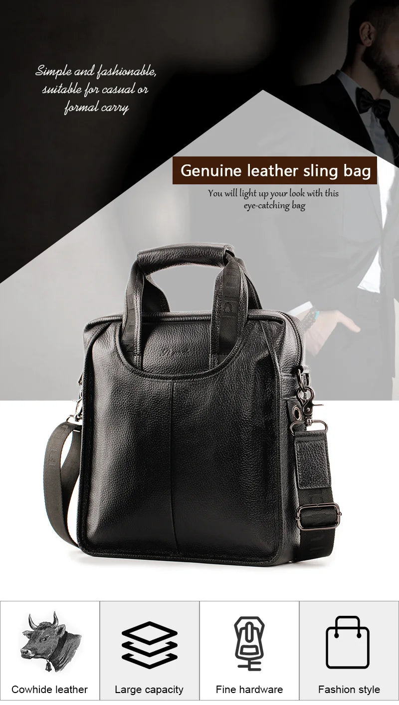 Business Briefcase Shoulder Messenger Bags Men's Genuine Leather 10-inch Laptop Bag's Men's Briefcase Office Business Handbag