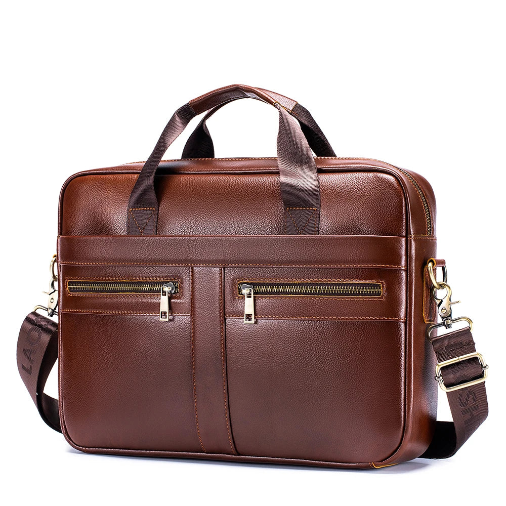 Hot Selling Men's Bags, Leather Handbags, Men's Top Layer Cowhide Briefcase, 15 Inch Computer File Bag