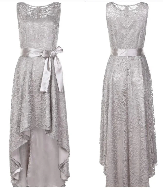 Women's Luxury Wedding Bridesmaid Dresses Elegant Lace Evening Sweet Party Dress Plus Size Slim High Waist Bow Maxi Dresses
