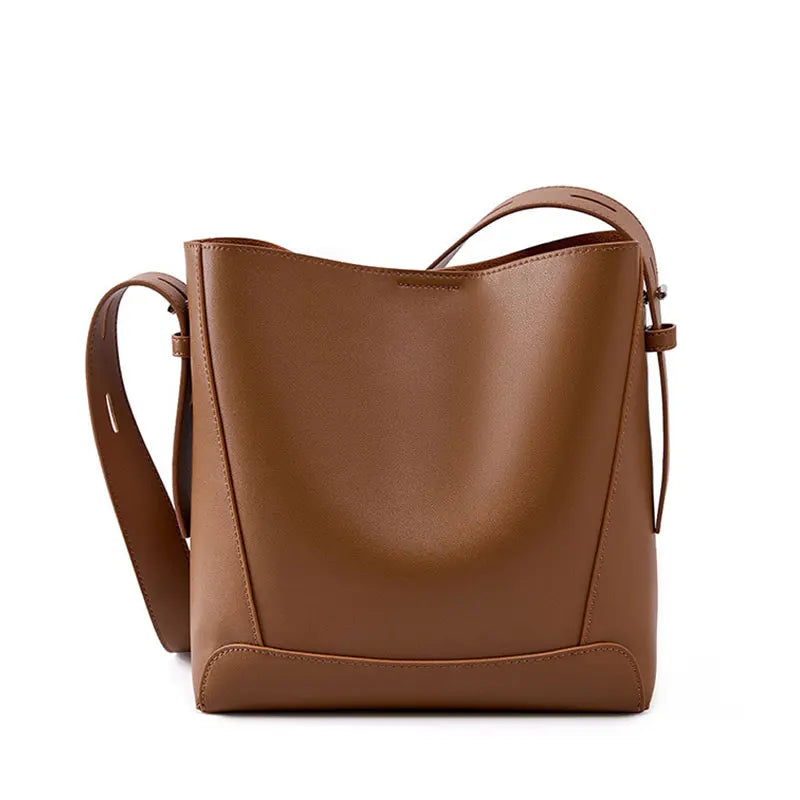 Cowhide Women's Shoulder Bag Fashion Trend Luxury Designer Bucket Bags Large Capacity Genuine Leather Women Crossbody Bags