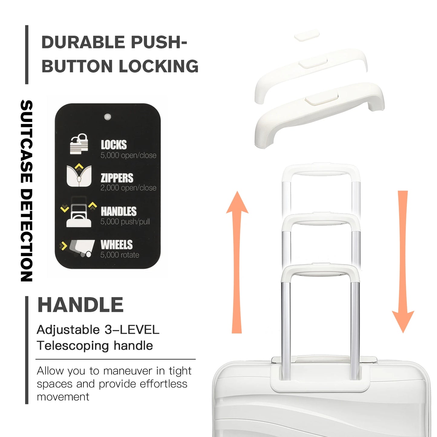 Kono Large Check in Luggage Lightweight Polypropylene Hard Shell Suitcase with TSA Lock Spinner Wheels